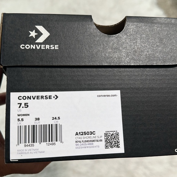 👛 NWT Converse Shorline Slip On Sneaker in Royal Flushec/Silver - Picture 4 of 4